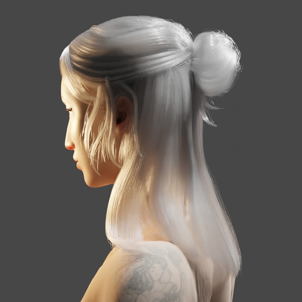Erin 3D model hair test render